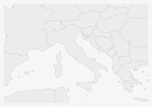 Vaticaanstad kaart gemarkeerd in vlag kleuren Vaticaanstad — Stockvector