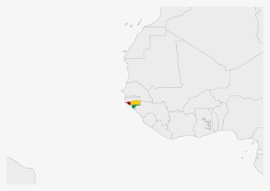 Guinea-Bissau map highlighted in Guinea-Bissau flag colors