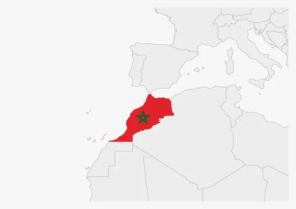 Карта Марокко выделена цветом флага Марокко — стоковый вектор