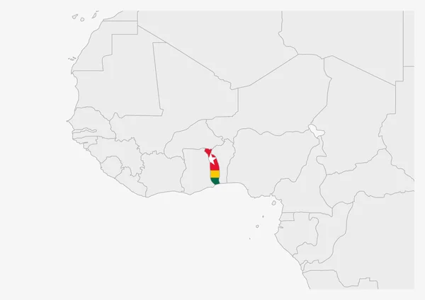 Карта Того выделена цветом флага Того — стоковый вектор