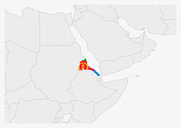 Eritrea map highlighted in Eritrea flag colors — Stock Vector