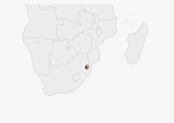 Swasiland-Karte in Swasiland-Flaggenfarben hervorgehoben — Stockvektor