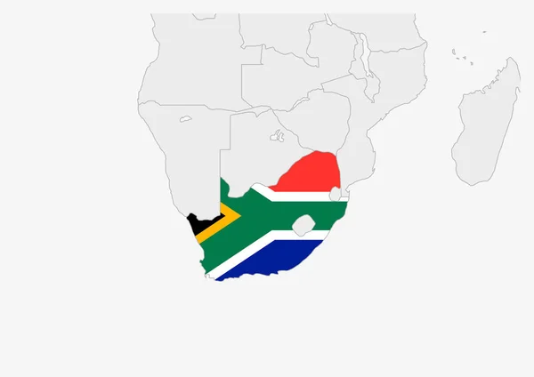 South Africa map highlighted in South Africa flag colors — 스톡 벡터