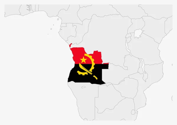 Mapa Angoli podkreślona kolorami flagi Angoli — Wektor stockowy