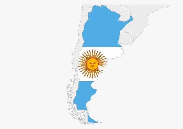 Argentinien Karte in den Farben der argentinischen Flagge hervorgehoben — Stockvektor