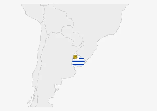 突出乌拉圭国旗颜色的乌拉圭地图 — 图库矢量图片