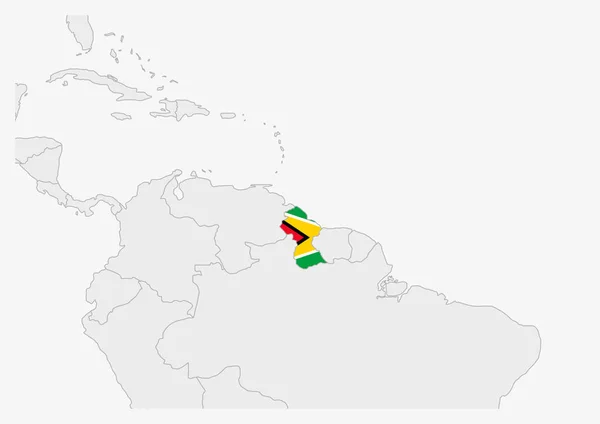 Guyana map highlighted in Guyana flag colors — Stock Vector