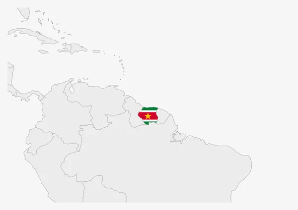 Карта Суринаму виділена кольором прапора Суринаму. — стоковий вектор
