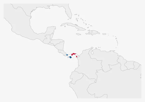 Panamá mapa em destaque nas cores da bandeira do Panamá —  Vetores de Stock