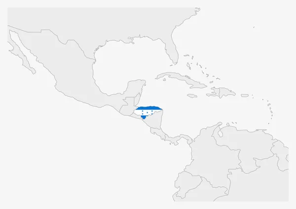 Карта Гондураса выделена цветом флага Гондураса — стоковый вектор