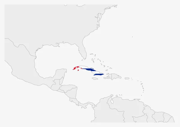 Mapa de Cuba resaltado en colores de bandera de Cuba — Archivo Imágenes Vectoriales
