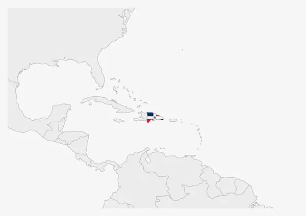 Mapa Republiki Dominikańskiej zaznaczona kolorami flagi Republiki Dominikańskiej — Wektor stockowy