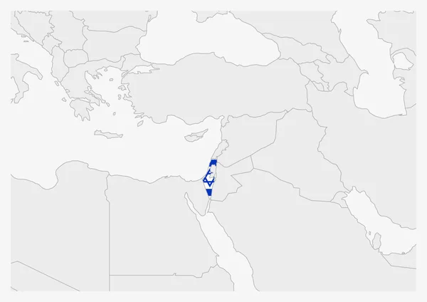 Mapa de Israel resaltado en colores de bandera de Israel — Archivo Imágenes Vectoriales