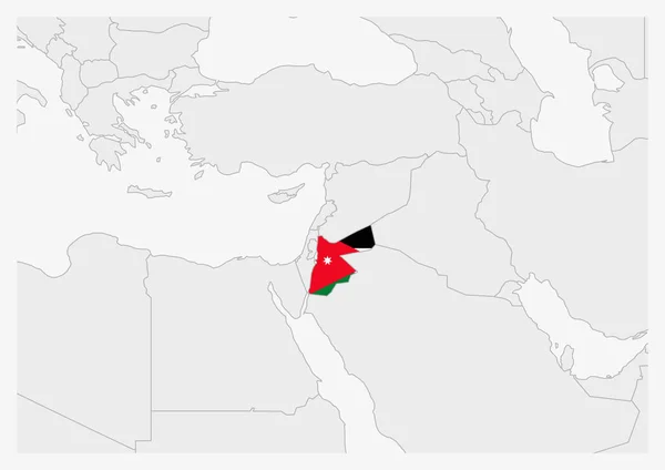 Mapa Jordanii zaznaczona kolorami bandery Jordanii — Wektor stockowy