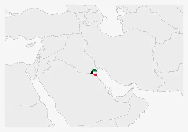 Kuwait-Karte in den Farben der kuwaitischen Flagge hervorgehoben — Stockvektor