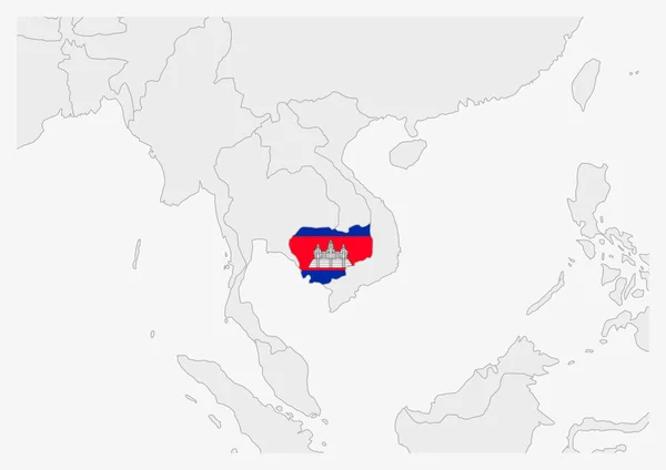 カンボジア地図カンボジアの国旗の色 — ストックベクタ