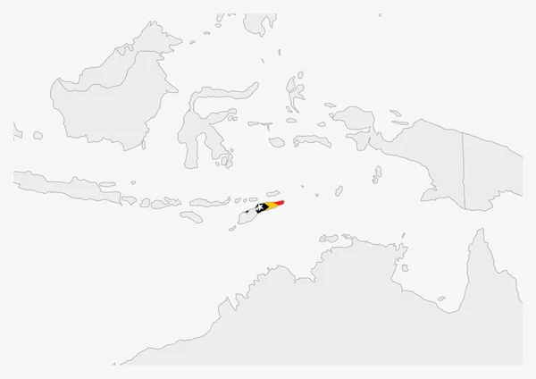 Mapa de Timor-Leste destacado nas cores da bandeira de Timor-Leste —  Vetores de Stock