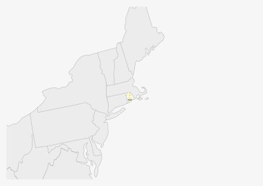 Rhode Island haritası Rhode Island bayrağı renginde vurgulandı