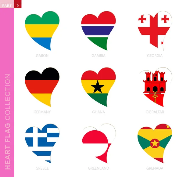 Collection of flags in the shape of a heart. — Stock Vector