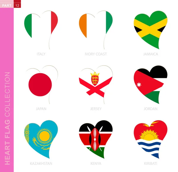 Collection  of flags in the shape of a heart. — Stock Vector