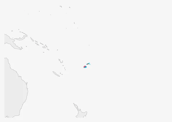 Mapa de Fiyi resaltado en colores de bandera de Fiyi — Vector de stock