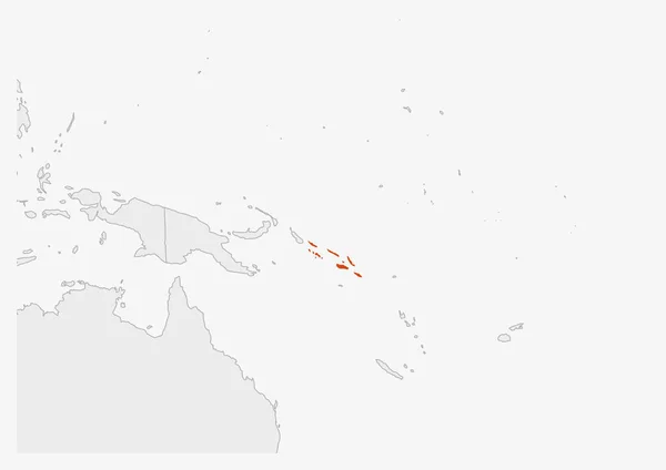 Salamon-szigetek térképe kiemelve Salamon-szigetek zászlószínekben — Stock Vector