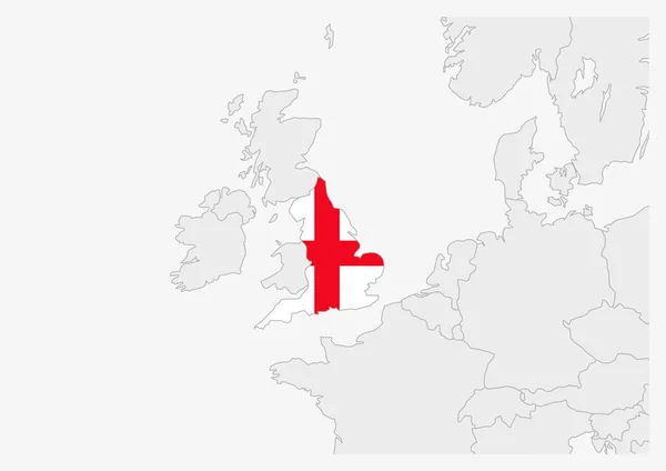 Англійська карта виділена в англійських кольорах прапора — стоковий вектор