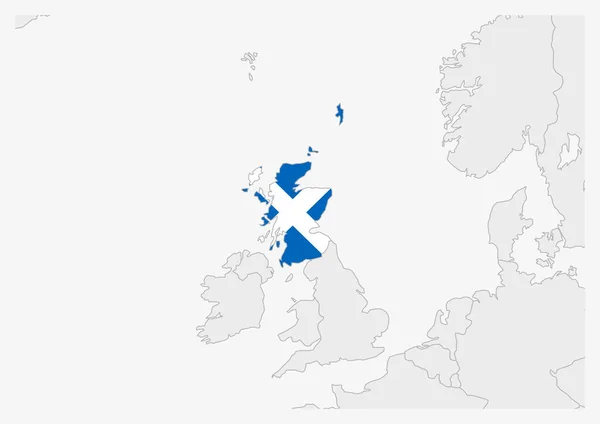 Scotland map highlighted in Scotland flag colors — Stock Vector
