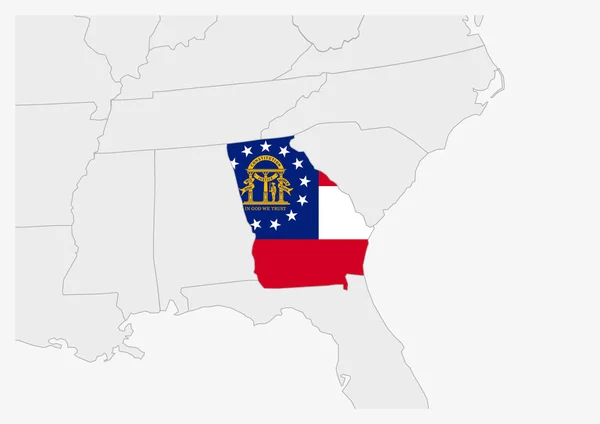 Mapa del estado de Georgia resaltado en colores de la bandera de Georgia — Archivo Imágenes Vectoriales