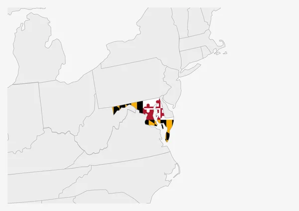 メリーランド州地図メリーランド州の旗の色で強調表示 — ストックベクタ