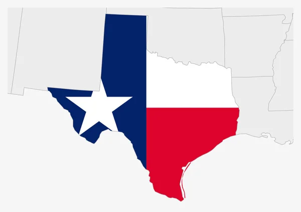 Mapa del estado de Texas resaltado en colores de bandera de Texas — Vector de stock
