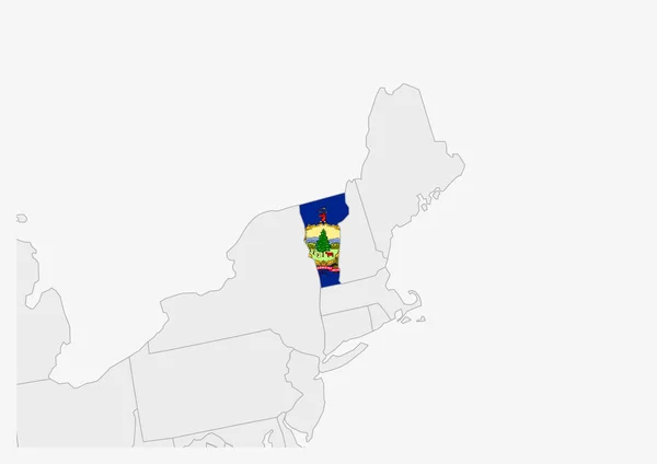 Mappa stato USA del Vermont evidenziata nei colori della bandiera del Vermont — Vettoriale Stock