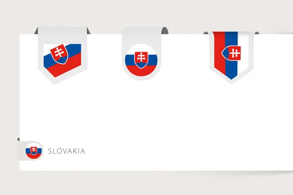 Label flag collection of Slovakia in different shape. Ribbon flag template of Slovakia — Stock Vector