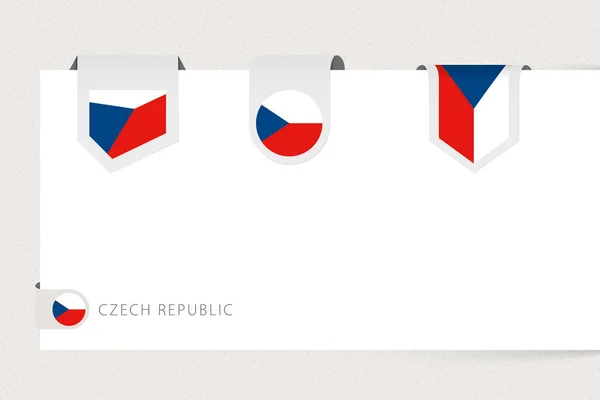 Label flag collection of Czech Republic in different shape. Ribbon flag template of Czech Republic — Stock Vector