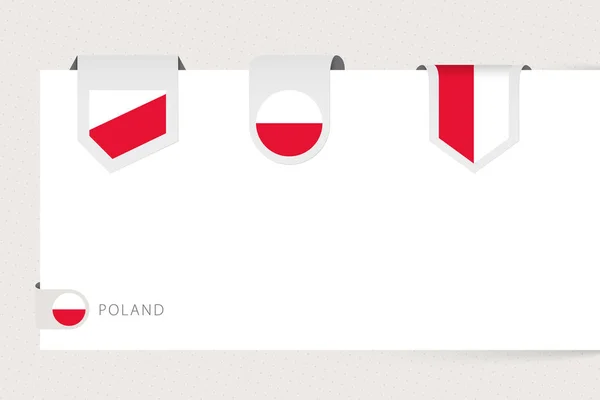 Lengyelország zászlógyűjteménye más formában. Lengyelország szalagzászlós sablonja — Stock Vector