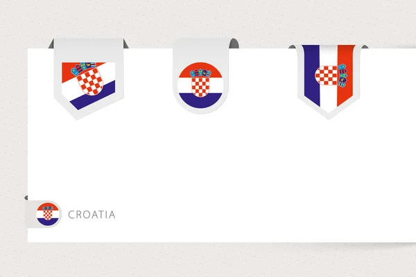 Label flag collection of Croatia in different shape. Ribbon flag template of Croatia — Stock Vector