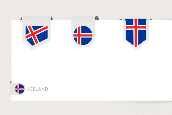 Etiqueta colección bandera de Islandia en forma diferente. Cinta plantilla bandera de Islandia — Archivo Imágenes Vectoriales