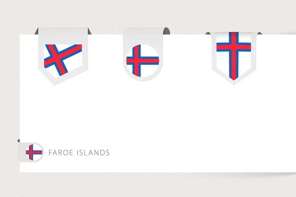 Étiquette drapeau collection des îles Féroé dans différentes formes. Modèle de drapeau de ruban des îles Féroé — Image vectorielle