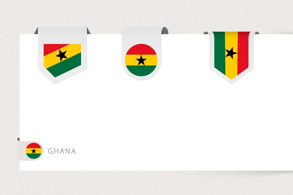 不同形状的加纳标记标志集合。 加纳的丝带旗帜模板 — 图库矢量图片