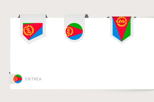Koleksi bendera Label Eritrea dalam bentuk yang berbeda. Templat bendera Ribbon dari Eritrea - Stok Vektor