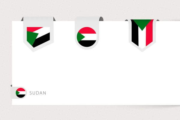 Flaggenkollektion von Sudan in unterschiedlicher Form. Vorlage für die Bandfahne von Sudan — Stockvektor