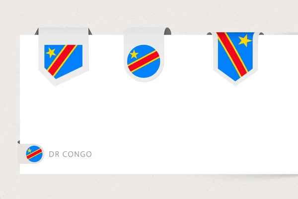 刚果博士不同形状的标记标志集合。 Drc的条带标志模板 — 图库矢量图片
