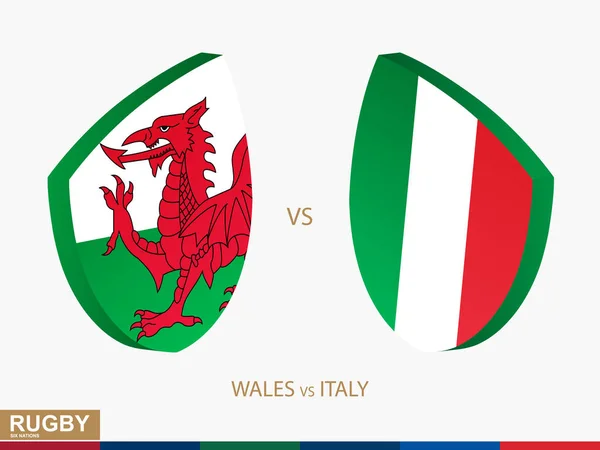 Gales v Italia partido de rugby, icono de los torneos de rugby . — Vector de stock