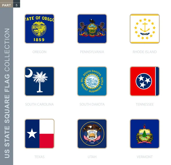美国各州的方块旗收集. — 图库矢量图片