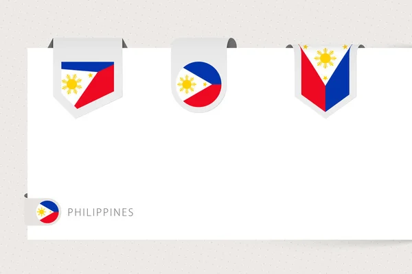 A Fülöp-szigetek különböző alakú címkegyűjteménye. Szalagos zászló sablon — Stock Vector