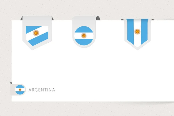 Etiqueta de la colección bandera de Argentina en diferentes formas. Plantilla bandera de cinta — Vector de stock