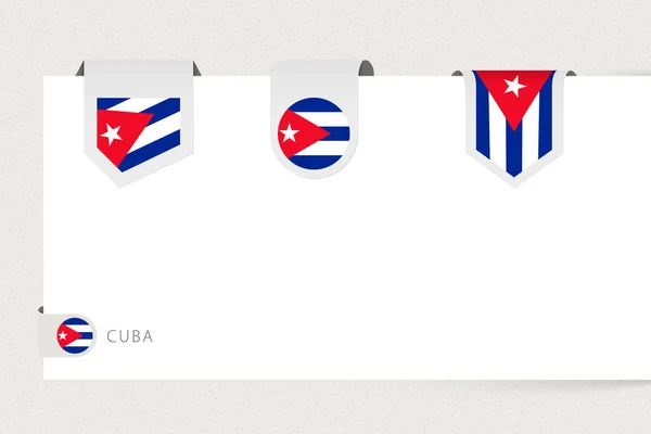 Etichetta bandiera raccolta di Cuba in forma diversa. Modello bandiera nastro — Vettoriale Stock