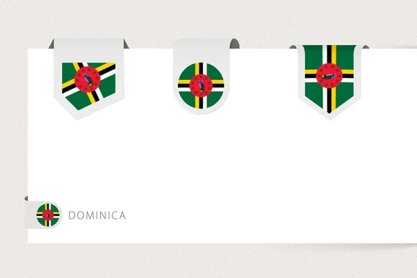 Etichetta bandiera collezione di Dominica in forma diversa. Modello bandiera nastro — Vettoriale Stock