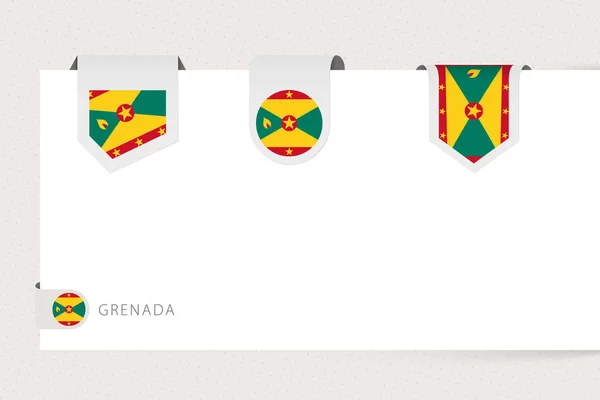 Étiquette drapeau collection de la Grenade dans différentes formes. Modèle de drapeau ruban — Image vectorielle
