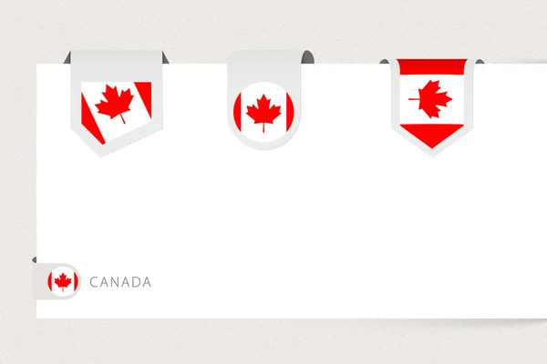 Kolekcja flag etykiet Kanady w różnym kształcie. Wzór bandery wstążki — Wektor stockowy